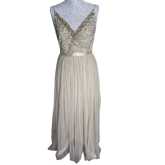 NWT Anthropologie BHLDN Avery Gown Strappy Beaded Bridesmaid - Picture 4 of 10